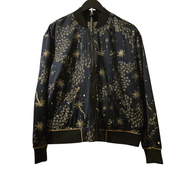 Silence + Noise L Satin Embroidered Bomber Jacket Celestial Maximalist - Picture 1 of 9